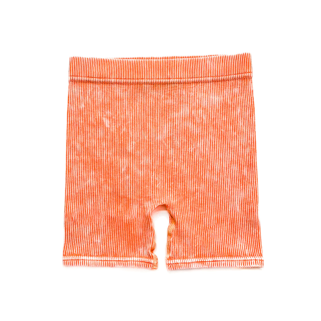 ACID WASH BIKER SHORTS - FLAMINGO