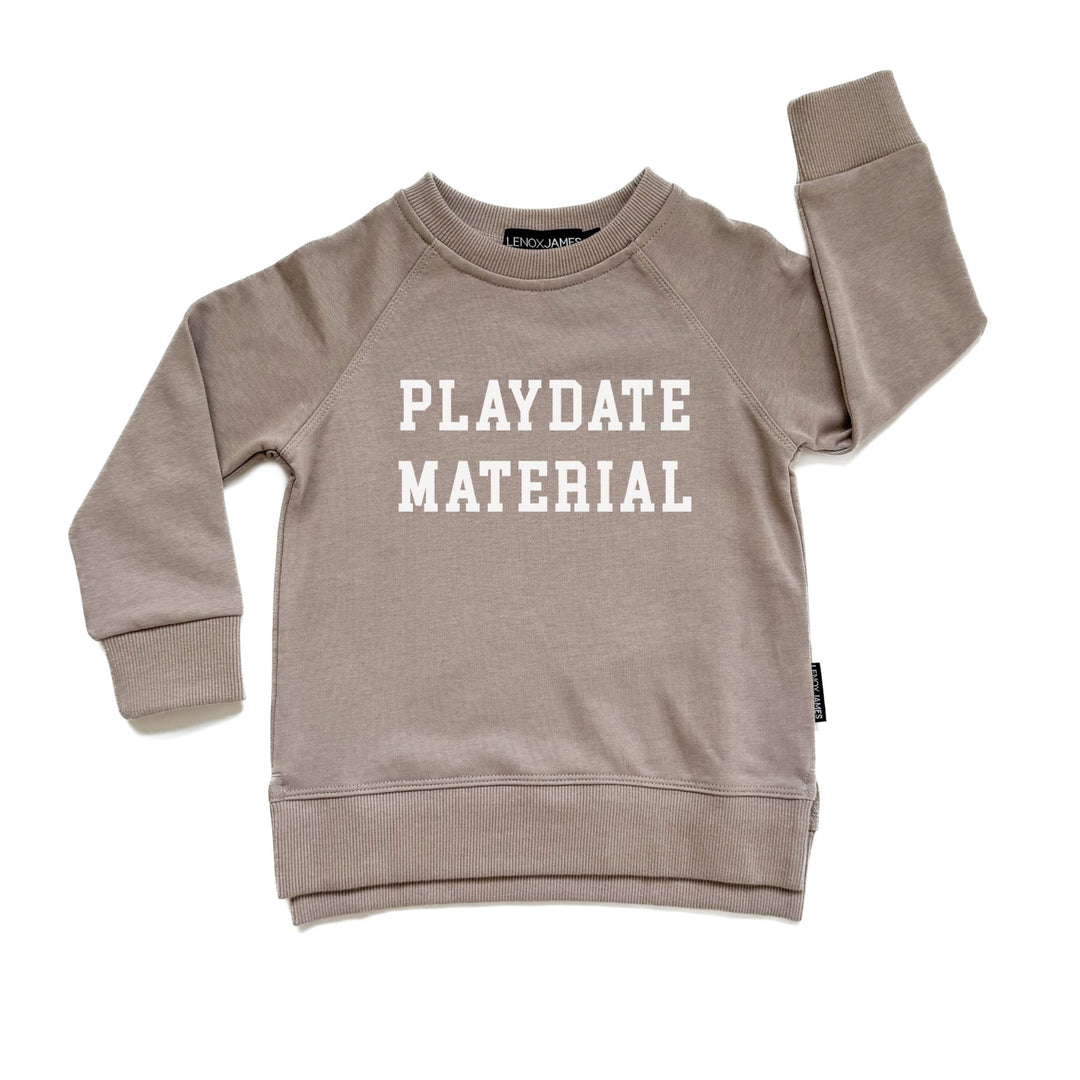 PLAYDATE MATERIAL SWEATSHIRT - TAUPE - LENOX JAMES