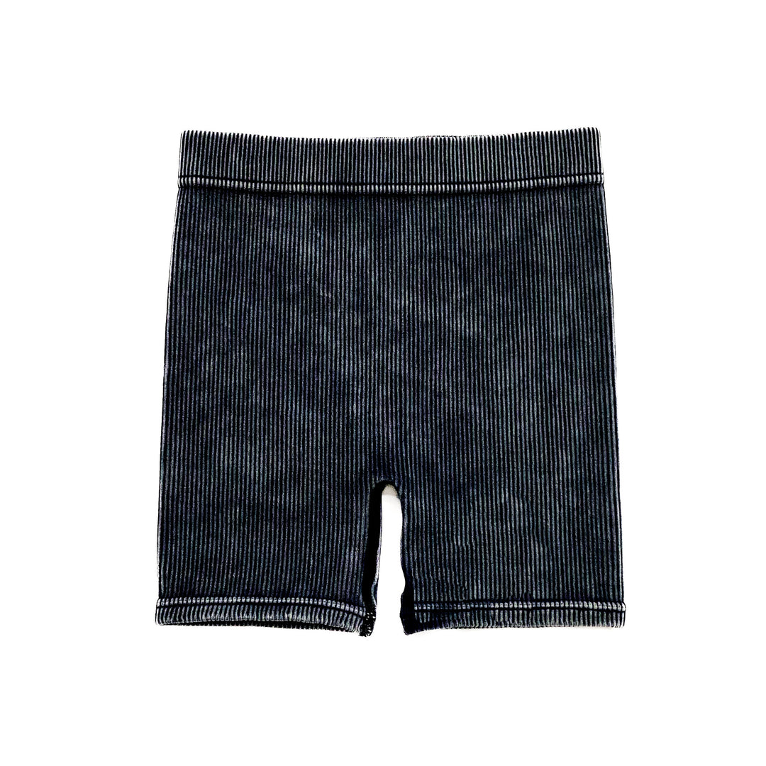 ACID WASH BIKER SHORTS - ONYX