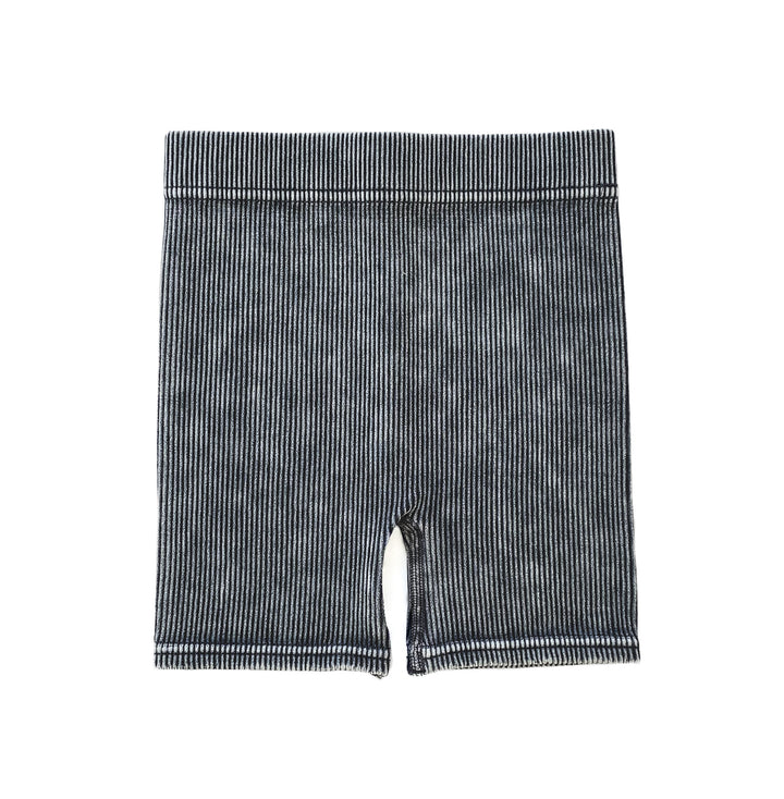 ACID WASH BIKER SHORTS - CHARCOAL