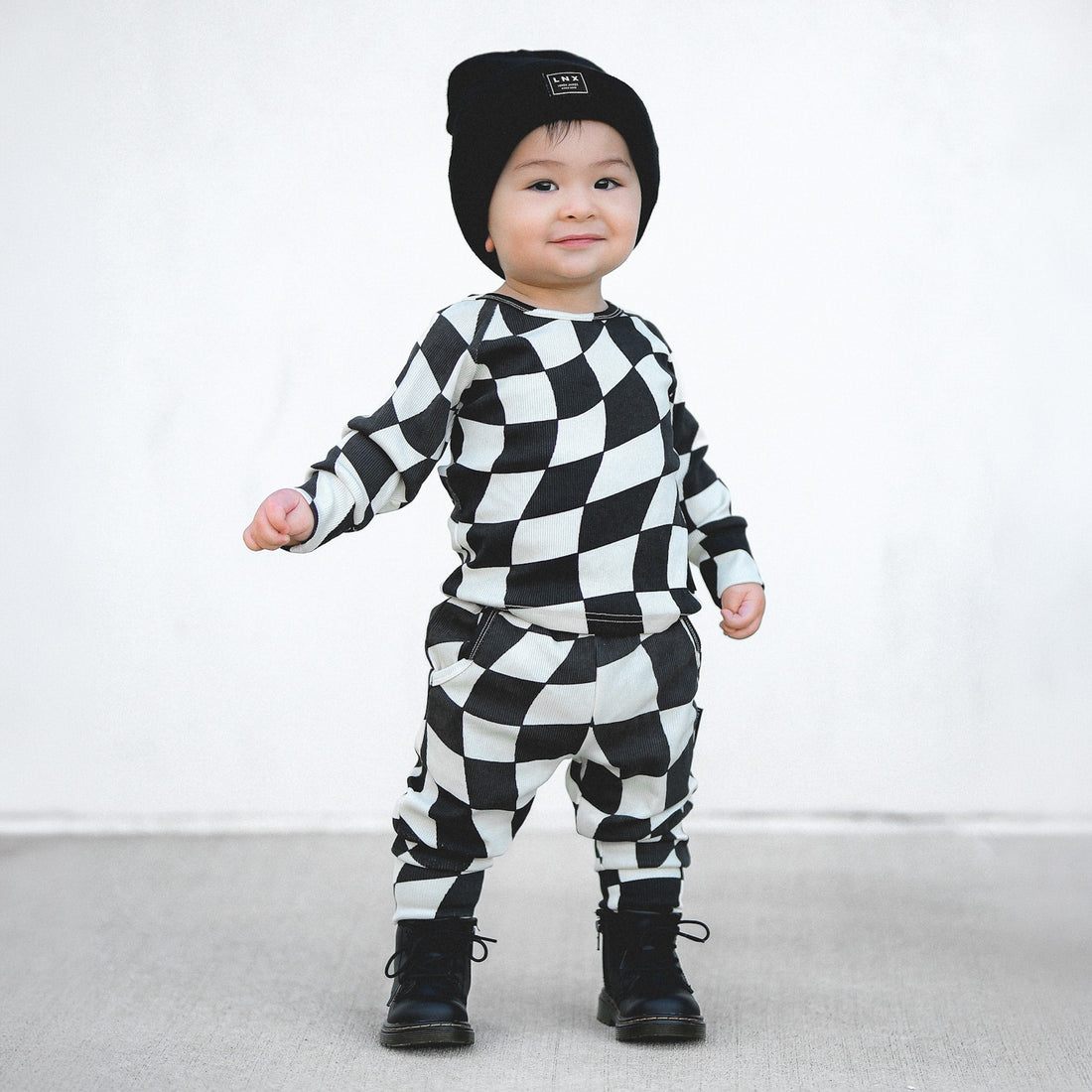 RIBBED SET - WAVY BLACK