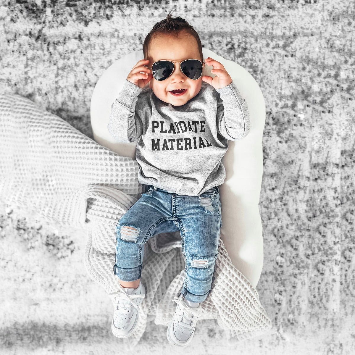 PLAYDATE MATERIAL SWEATSHIRT - ASH GREY