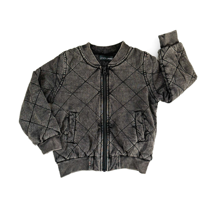 QUILTED BOMBER JACKET - CHARCOAL