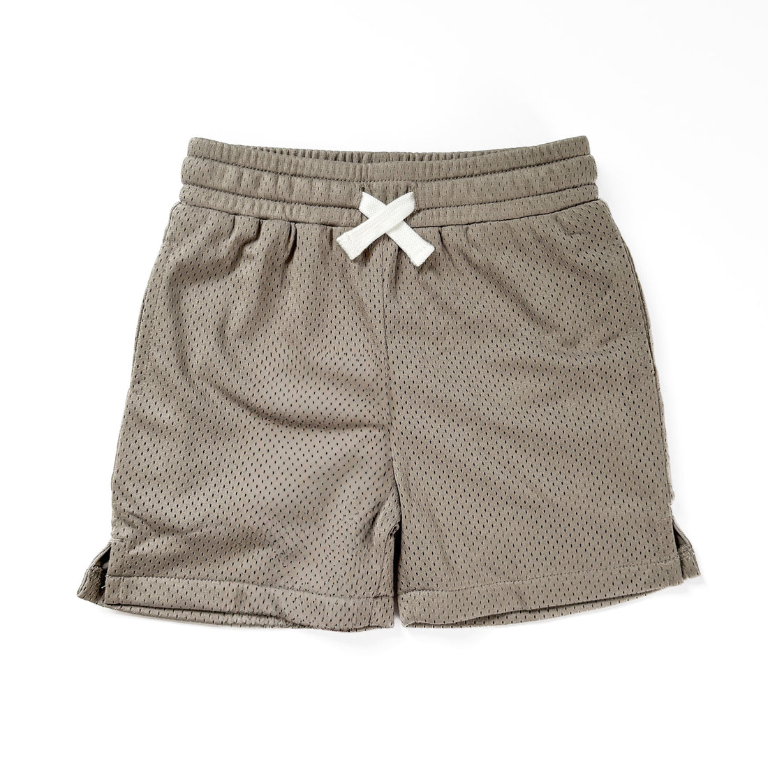Brown shorts with a white bow on a white background