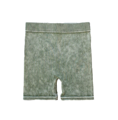 ACID WASH BIKER SHORTS - DUSTY GREEN