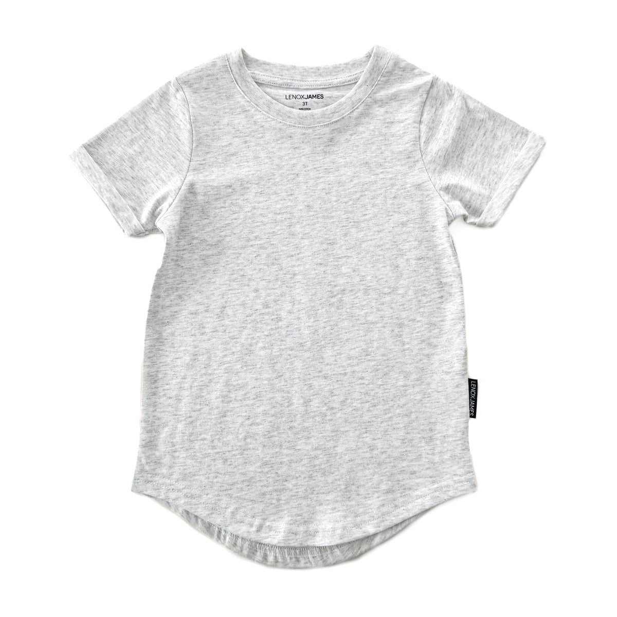 LENOX JAMES ash gray cotton crewneck basic tee for babies, toddlers and kids