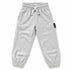 Front view of LENOX JAMES kids joggers in light heather gray, with an elastic drawstring waist, side pockets and cuffed ankles.