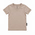 LENOX JAMES coffee brown cotton V-neck tee with rolled sleeves