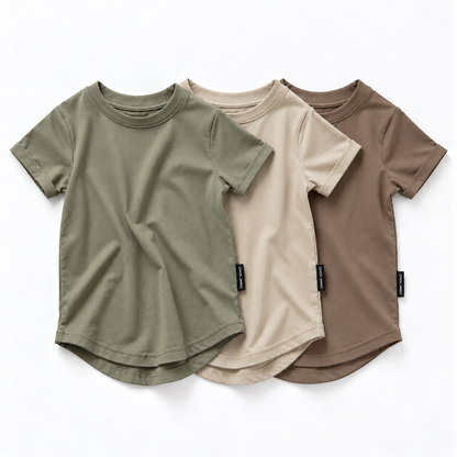 LENOX JAMES earth tones cotton crewneck basic tee for babies, toddlers and kids