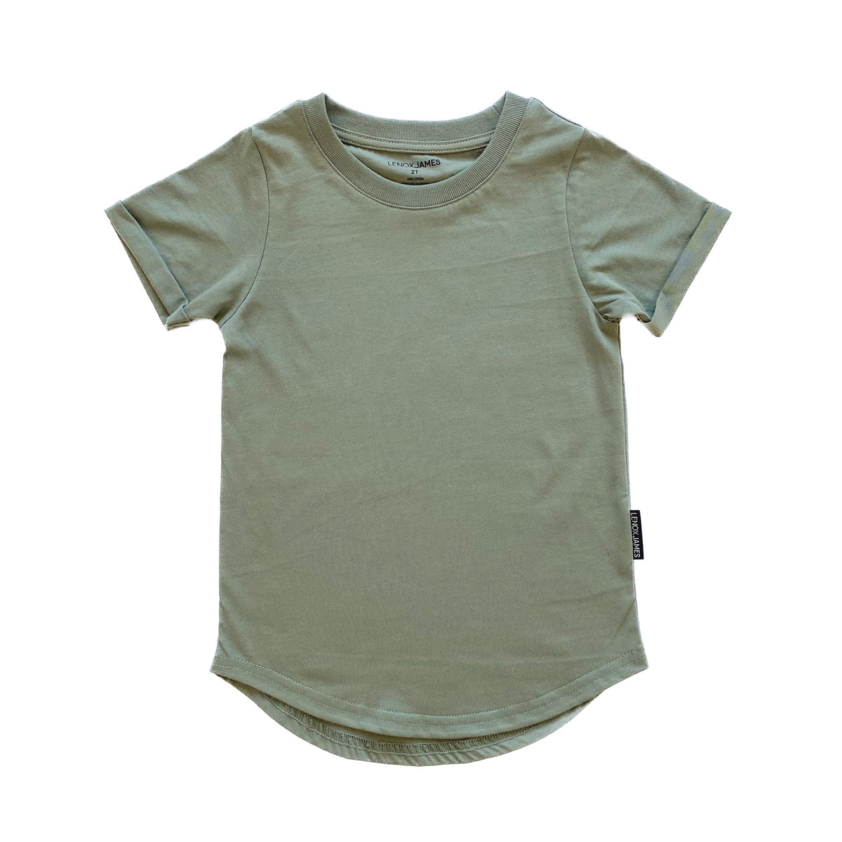 LENOX JAMES olive green cotton crewneck basic tee for babies, toddlers and kids