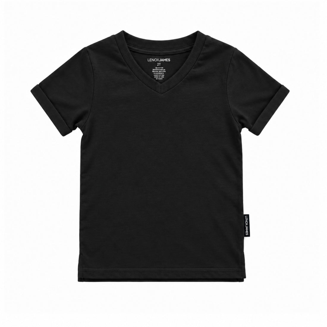 LENOX JAMES black cotton v-neck basic tee for babies, toddlers and kids