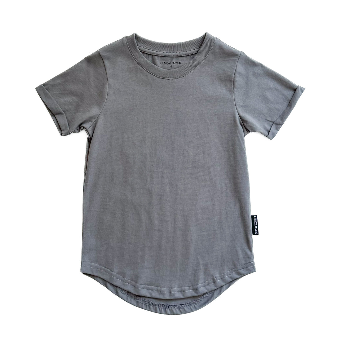 LENOX JAMES steel grey cotton crewneck basic tee for babies, toddlers and kids
