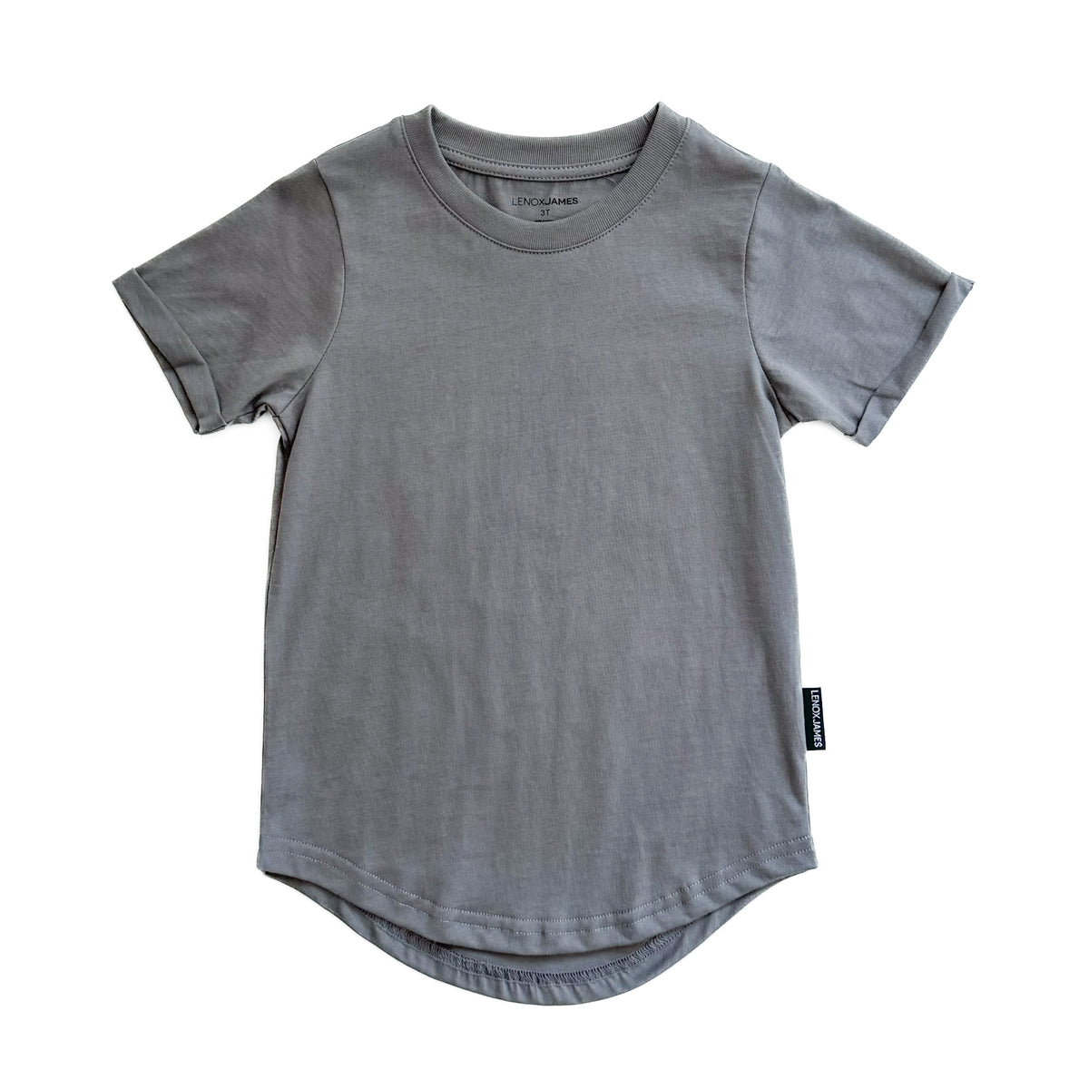 LENOX JAMES steel grey cotton crewneck basic tee for babies, toddlers and kids