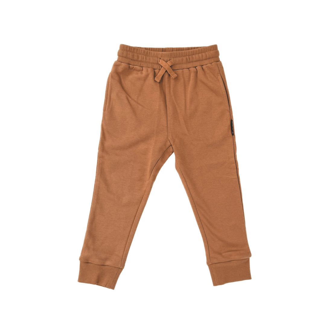 LENOX JAMES terracotta joggers for babies, toddlers, and kids in a warm earthy color. Comfortable everyday kids&