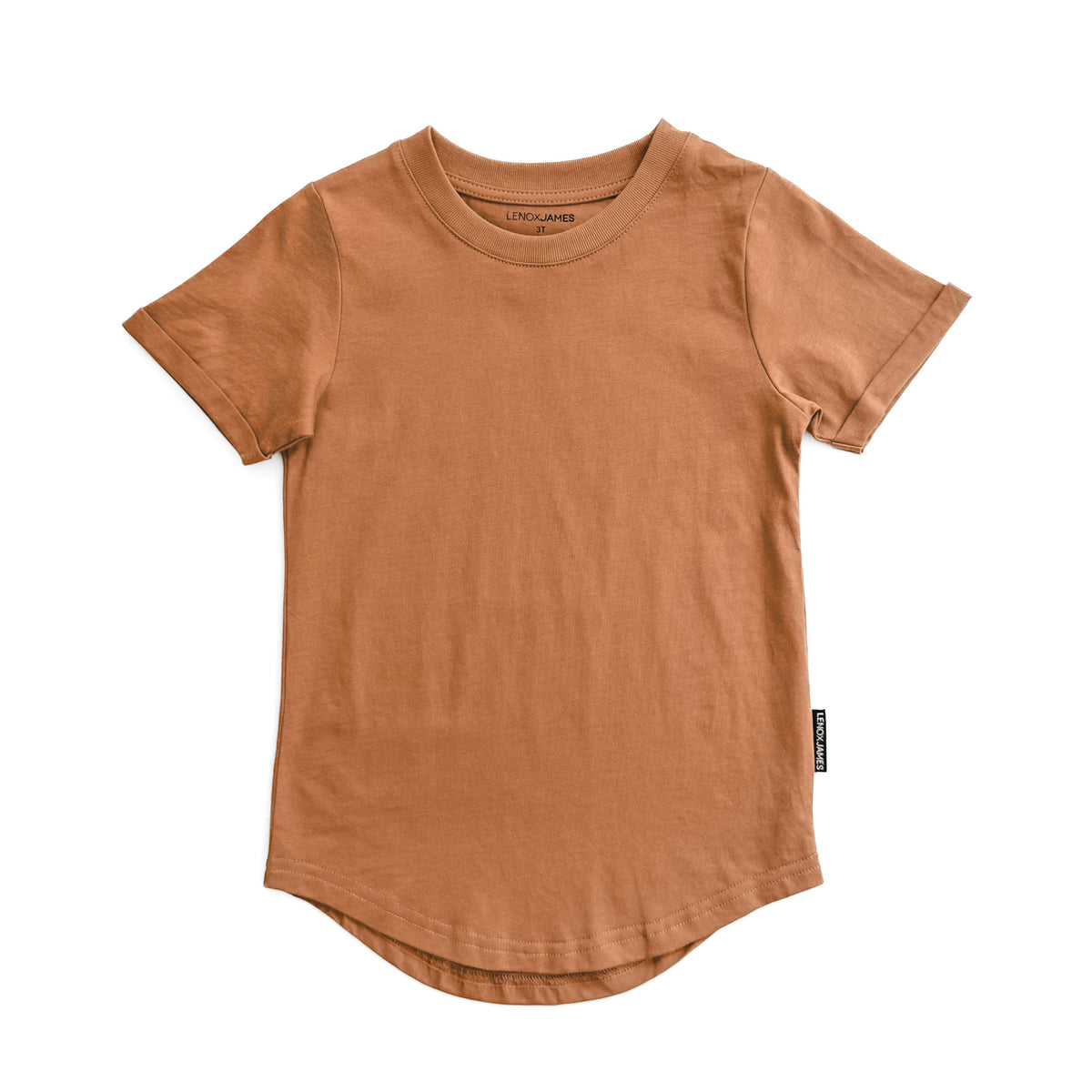 LENOX JAMES terracotta cotton crewneck basic tee for babies, toddlers and kids