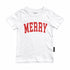 LENOX JAMES white Merry graphic short sleeve T-shirt for baby, toddler, and kids, featuring a holiday-inspired design and comfortable everyday style.