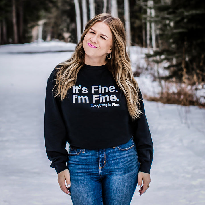 ADULT IT'S FINE I'M FINE SWEATSHIRT - BLACK