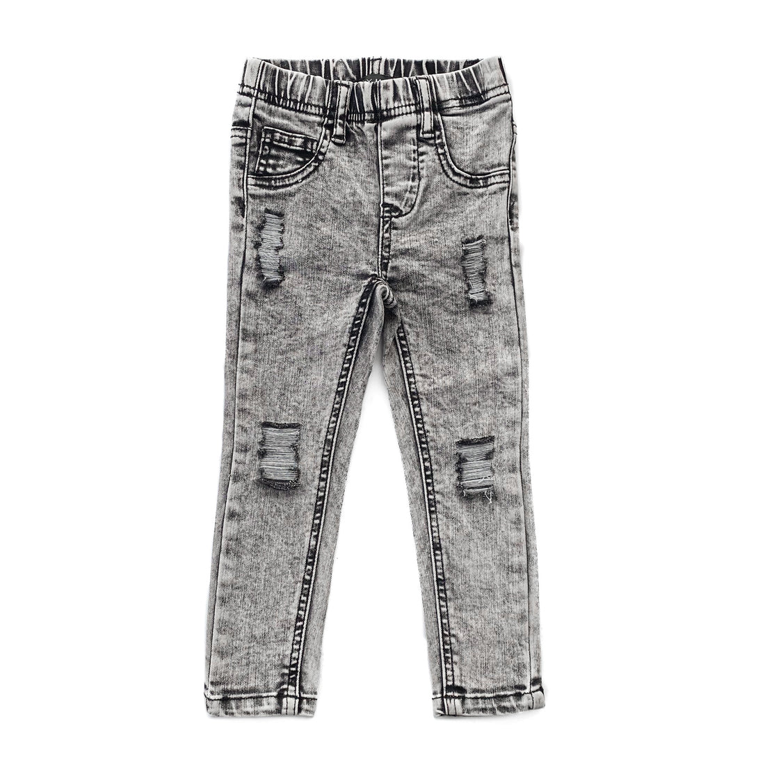 LENOX JAMES grey wash distressed stretch denim jeans for kids