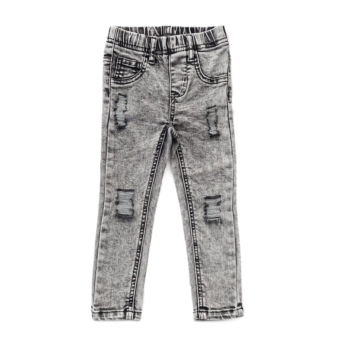 LENOX JAMES grey wash distressed stretch denim jeans for kids