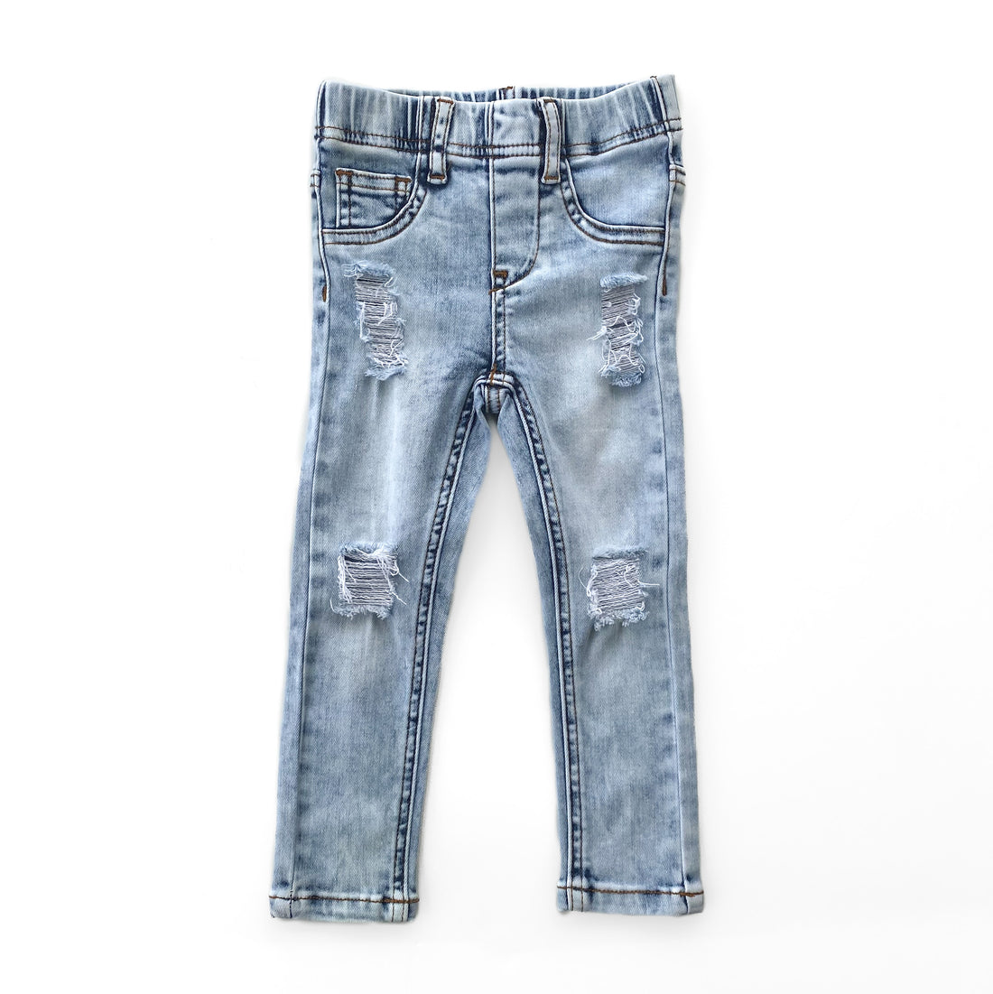 LENOX JAMES light wash distressed stretch denim jeans for kids